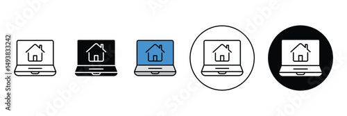 Set of online housing service icon collection. Online real estate house symbol.