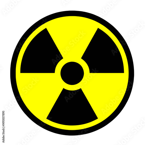 Nuclear radiation hazard symbol, isolated black and yellow on white background	
