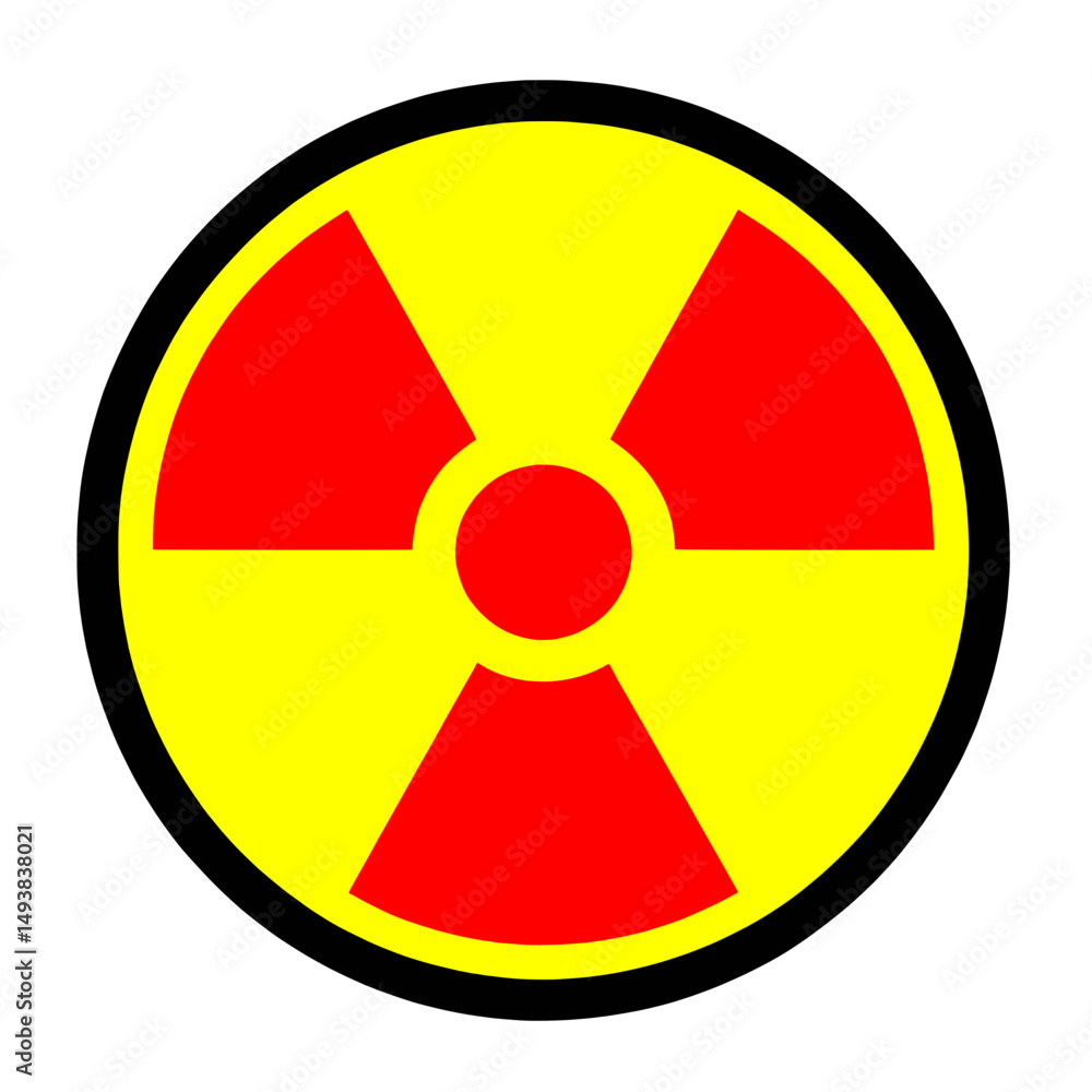 Nuclear radiation hazard symbol, isolated red on white background Nuclear radiation hazard symbol, isolated red on white background