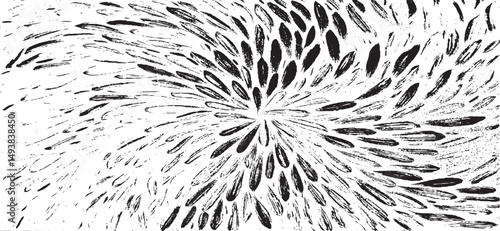 Circular starburst explosion texture. Distressed uneven grunge background. Abstract vector illustration. Overlay to create interesting effect and depth. Isolated on white background.