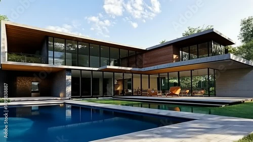 Wallpaper Mural Modern Luxury Home Design: Architectural Masterpiece with Pool Torontodigital.ca
