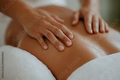 Wallpaper Mural Close-up of a relaxing back massage with expert hands. A wellness retreat for body and mind rejuvenation. Serene spa treatment for ultimate relaxation. Torontodigital.ca