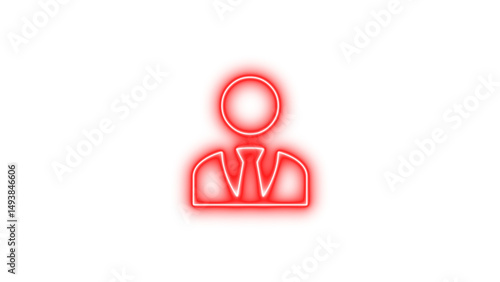 Neon icon of a person wearing a suit and tie, Neon account tie hat icon glow with transparent background