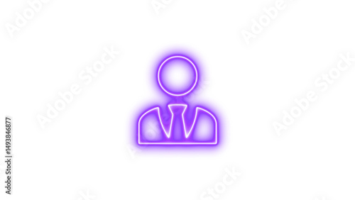 Neon icon of a person wearing a suit and tie, Neon account tie hat icon glow with transparent background