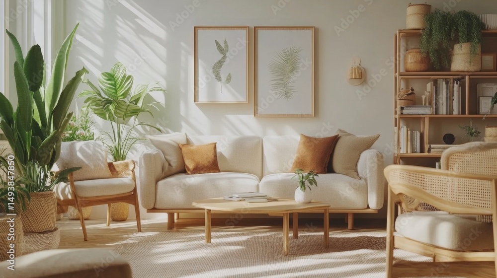 Creating a cozy scandinavian-inspired living room in neutral tones residential space interior design inviting atmosphere aesthetic concept Creating a cozy scandinavian-inspired living room in neutral tones residential space interior design inviting atmosphere aesthetic concept