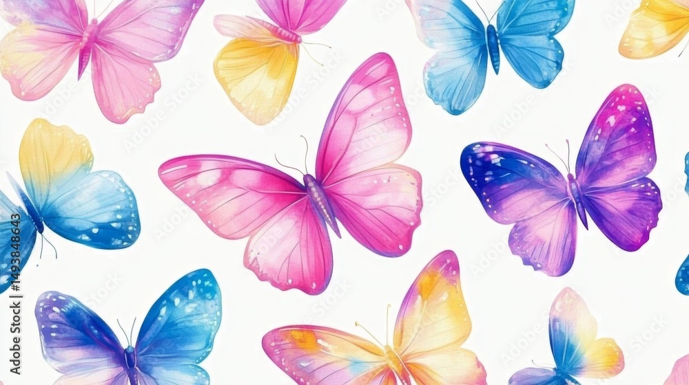 Obraz premium Captivating dance of vibrant butterflies in shady garden nature art serene environment aesthetic concept