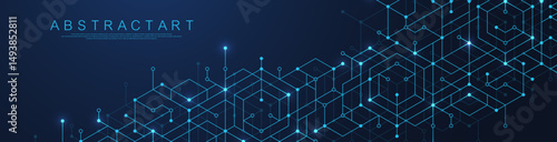 Abstract digital blockchain cube blocks concept. 3D big data cubes quantum computer technology idea. Artificial intelligence data core cubes design element