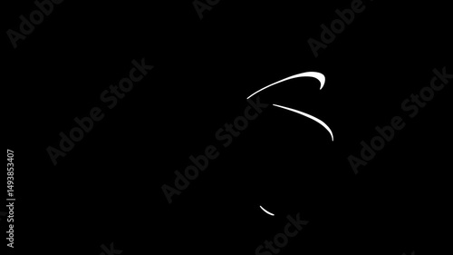 Hand drawn animated doodles visual effect lightening. Video clip with alpha channel.