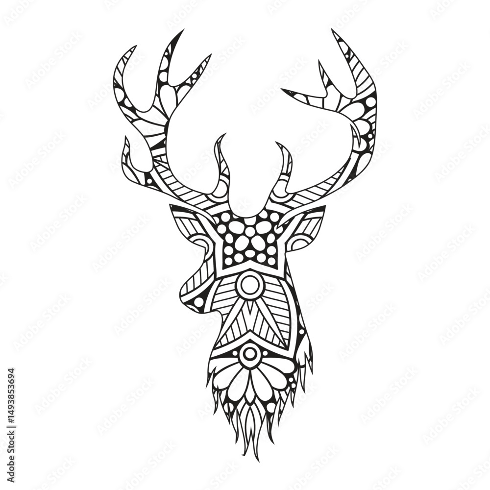 custom made wallpaper toronto digitalIntricate Mandala Deer Head Design Adult Coloring Page