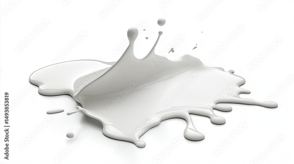 Fototapeta premium White glue splashing or flying in motion, isolated on a white background, capturing a dynamic and creative moment. 