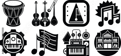 vector set of music Silhouette Icons