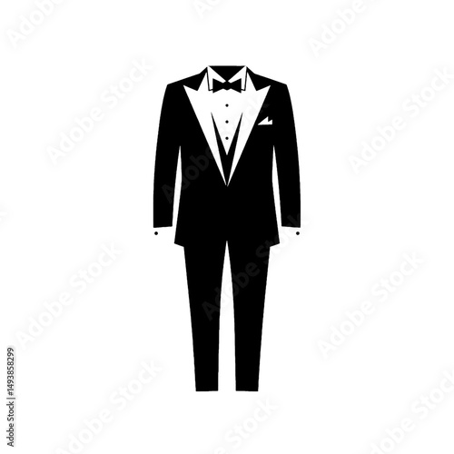 Elegant Black Tuxedo Formal Wear Illustration