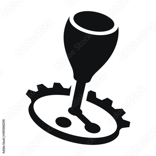 This simple, impactful graphic depicts a gear shift lever for a car or other vehicle.
