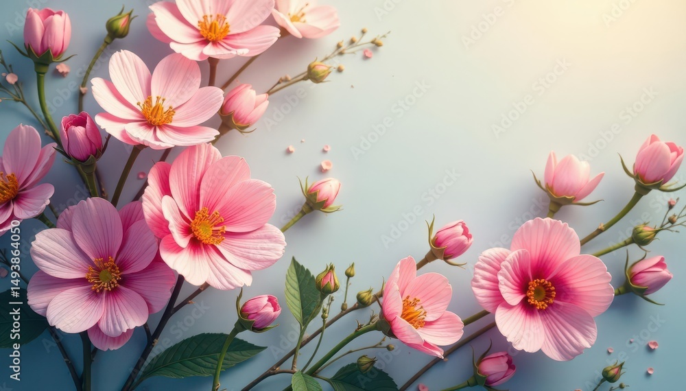 Delicate, intertwined flowers creating a unified floral backdrop , seamless, summer, petal Delicate, intertwined flowers creating a unified floral backdrop , seamless, summer, petal