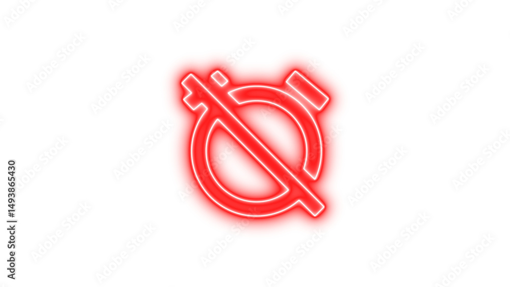 Naklejka premium Neon alarm off icon glow with transparent background