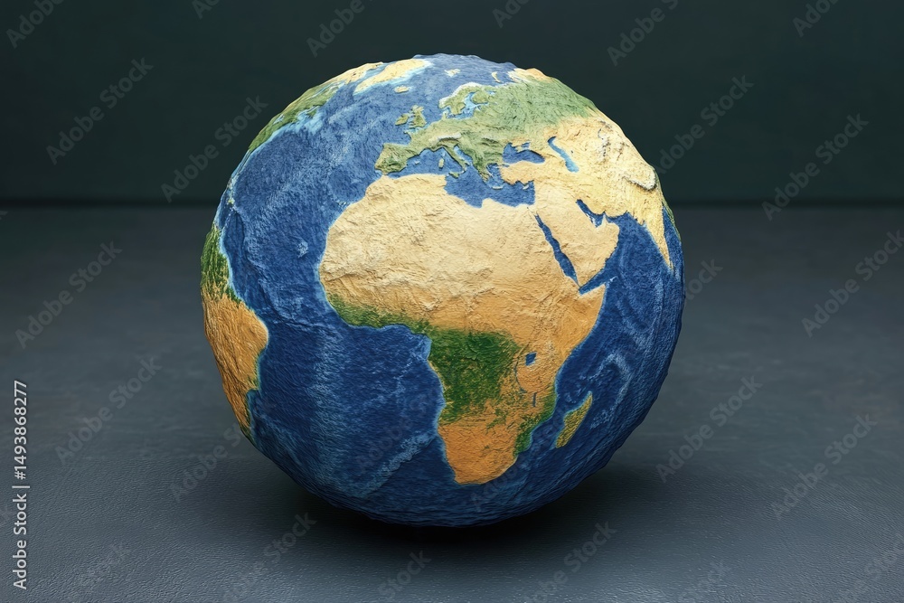Fototapeta premium Earth globe model, textured, 3D