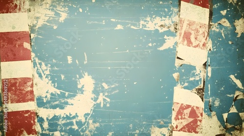 Vintage Grunge Background Texture Blue Red White Stripes Distressed Wallpaper