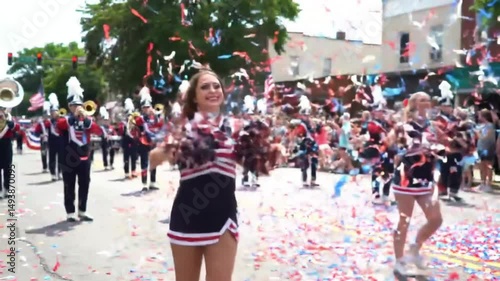 4th of July Parade with Marching Band and Cheerleaders