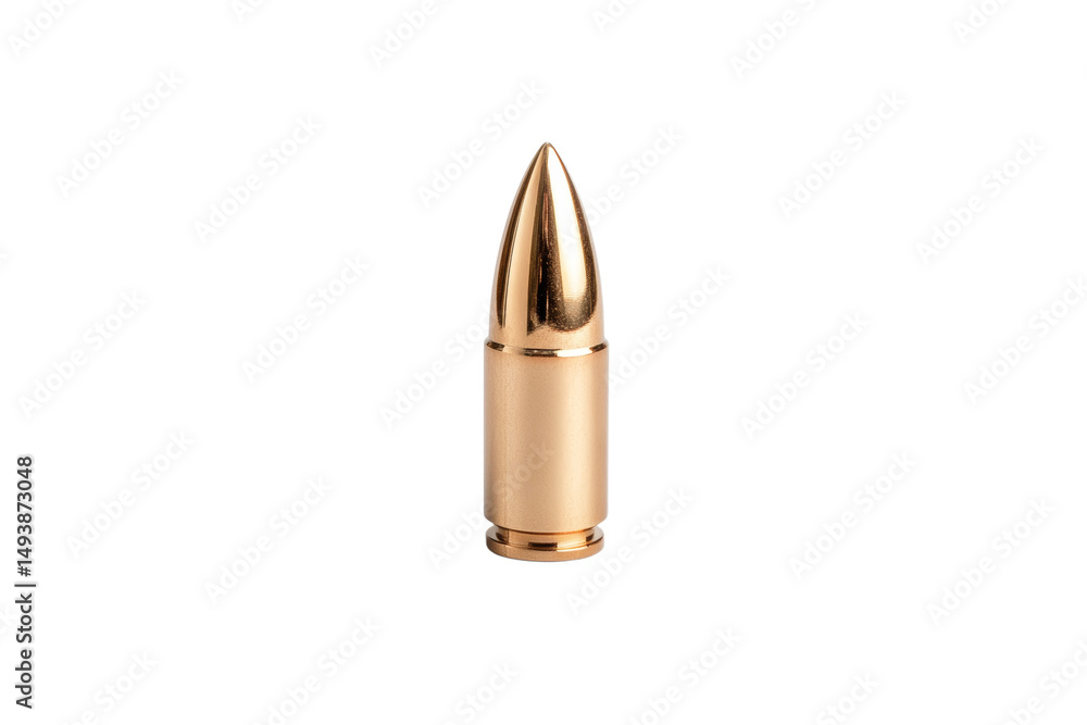 Gold bullet is sitting on a white background, isolated Gold bullet is sitting on a white background, isolated