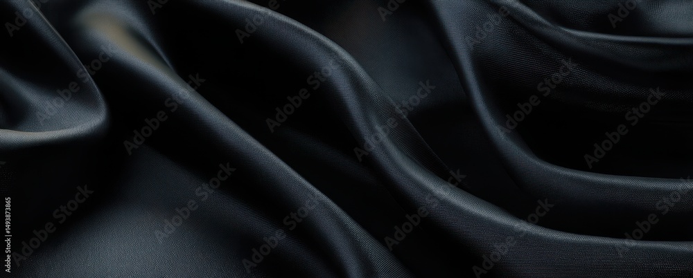Obraz premium The Soft Elegance of Black Silk Fabric Draped Softly on Surface