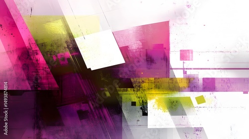 Abstract Geometric Art Pink Purple Yellow Grunge Texture Background