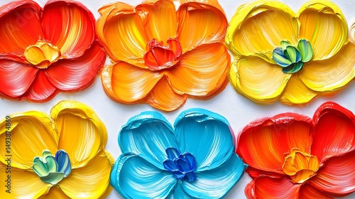 Vibrant Impasto Flowers Painting Colorful Floral Art