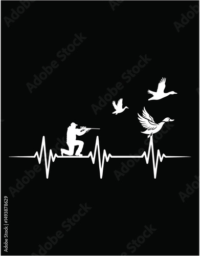 Heartbeat Bird Shooting Hunting Duck Goose Hunter Quail - printable editable vector art file.