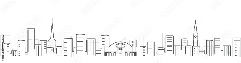 Obraz premium Copenhagen Simple Dark Lines Skyline on White Background