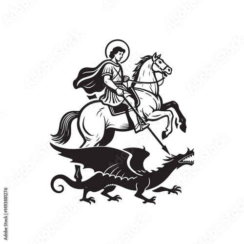 Saint George Slaying the Dragon Silhouette