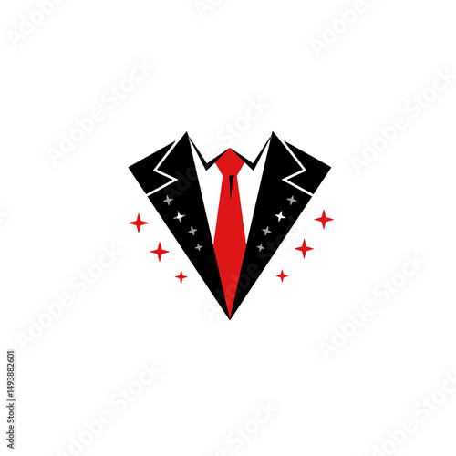 Elegant Tuxedo Icon with Red Tie