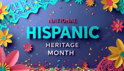 National Hispanic Heritage Month 3D Cartoon Floral Banner..