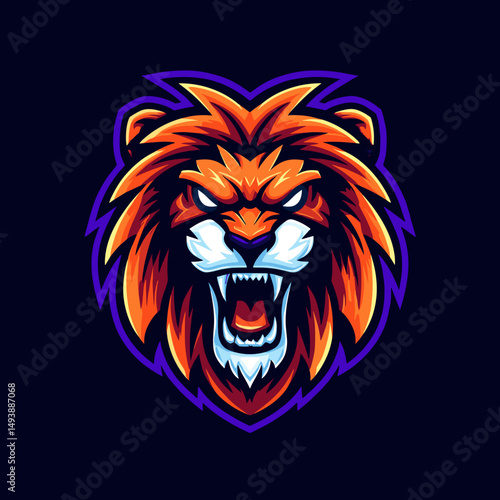Wallpaper Mural Fierce lion logo with vibrant colors and powerful expression showcases strength and dominance in design Torontodigital.ca