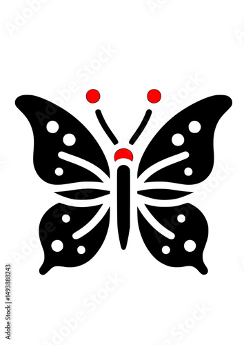 a black silhouette vector icon of a butterfly
