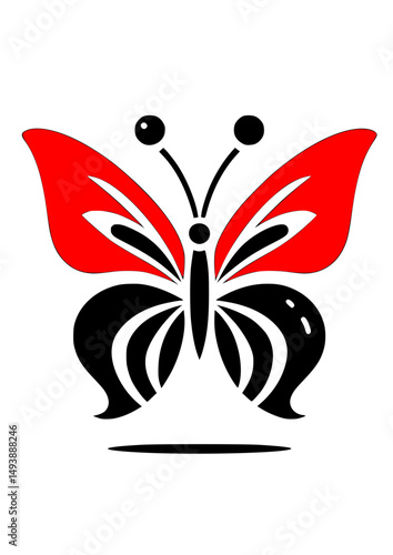a black silhouette vector icon of a butterfly