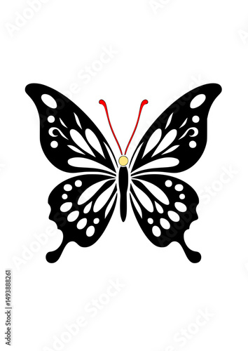 a black silhouette vector icon of a butterfly