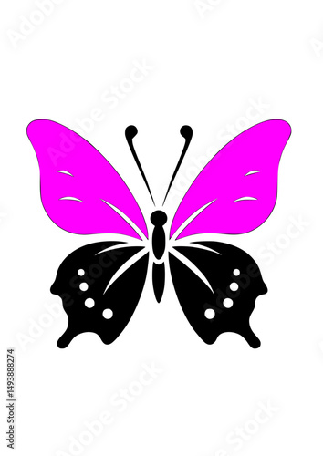 a black silhouette vector icon of a butterfly