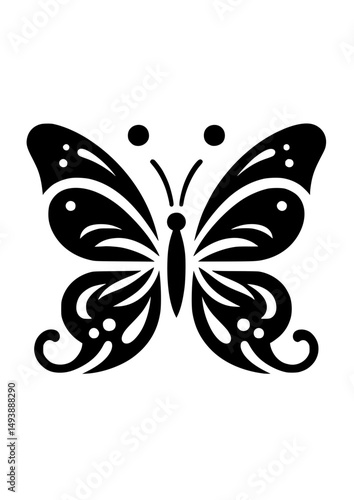 a black silhouette vector icon of a butterfly