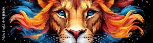 Lion with vibrant mane