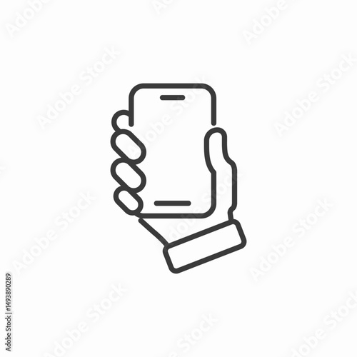 smartphone hand grip icon sign vector