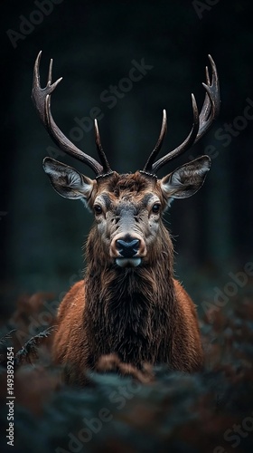 Majestic stag in forest