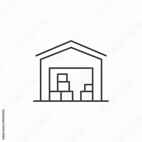 warehouse with boxes icon sign vector
