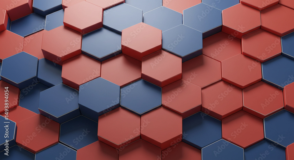 Abstract geometric background with red and blue hexagons, modern design Abstract geometric background with red and blue hexagons, modern design