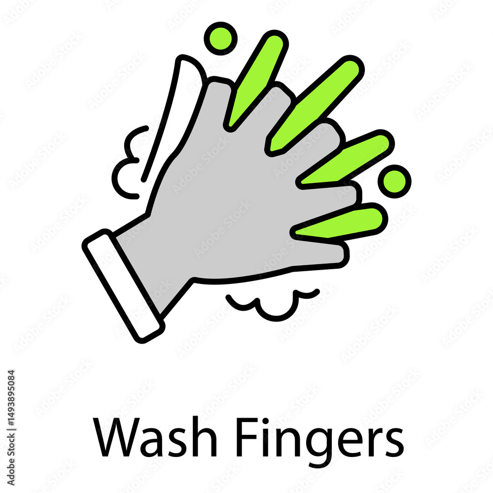 Fototapeta premium Vector Icon Showing Proper Finger Washing Technique
