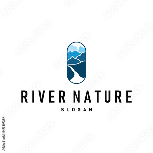 simple natural scenery river logo design simple minimalist logo concept makes it aesthetic and cool suitable for business brands or product symbol templates