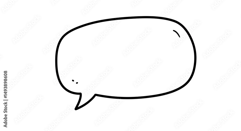 Naklejka premium A simple black and white drawing of a speech bubble with a tail and two small dots on the left side