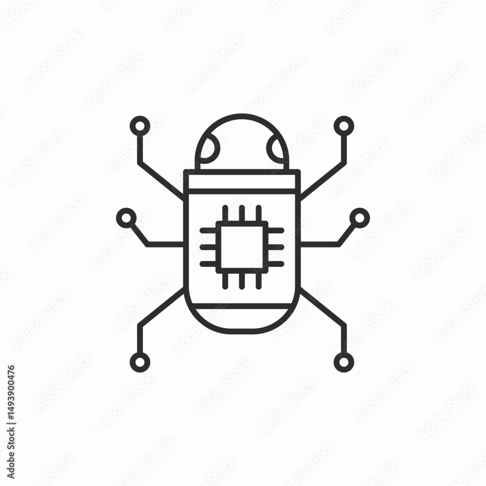 digital bug circuit icon sign vector digital bug circuit icon sign vector