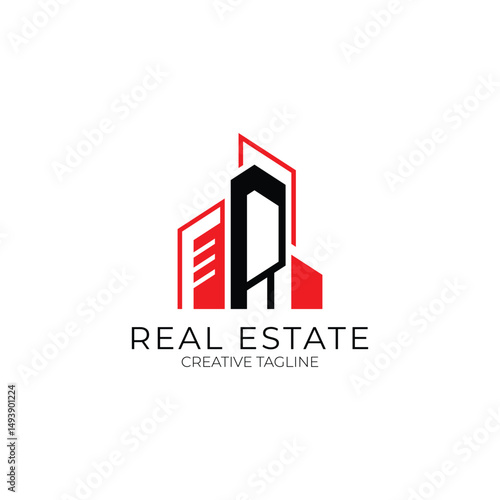 Building logo with letter R. Logo template for real estate, architecture and construction company