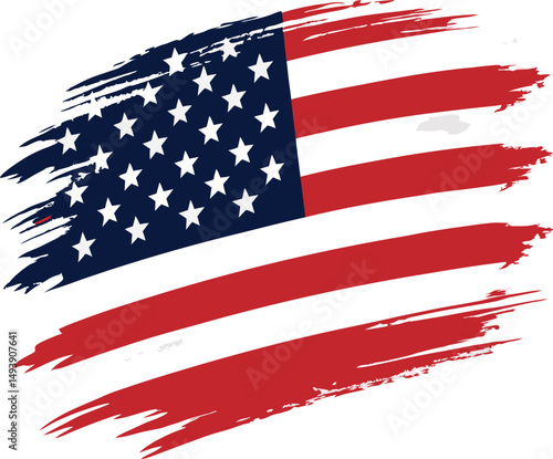 Distressed grunge-style American flag vector illustration - grunge American flag, generative AI