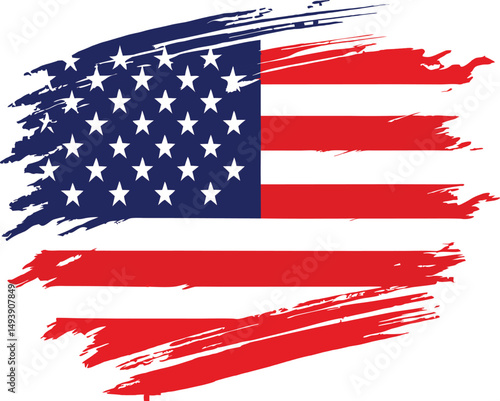Distressed grunge-style American flag vector illustration - grunge American flag, generative AI