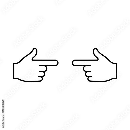 Vector icon illustration of two hands with index fingers pointing in opposite directions. Ideal for conveying the concept of choice, comparison, direction, or emphasis on two different things.
